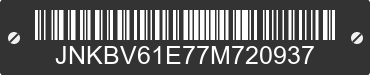 2007 INFINITI G35 JNKBV61E77M720937 VIN decoded