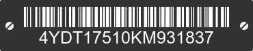 2019 KEYSTONE Keystone 4YDT17510KM931837 VIN decoded