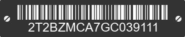 2016 LEXUS RX 2T2BZMCA7GC039111 VIN decoded