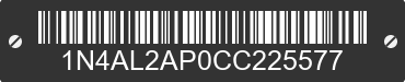 2012 NISSAN Altima 1N4AL2AP0CC225577 VIN decoded
