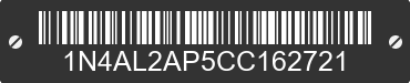 2012 NISSAN Altima 1N4AL2AP5CC162721 VIN decoded
