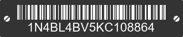 2019 NISSAN Altima 1N4BL4BV5KC108864 VIN decoded