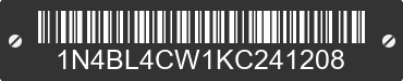 2019 NISSAN Altima 1N4BL4CW1KC241208 VIN decoded