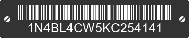 2019 NISSAN Altima 1N4BL4CW5KC254141 VIN decoded