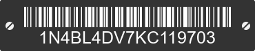 2019 NISSAN Altima 1N4BL4DV7KC119703 VIN decoded
