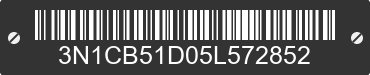 2005 NISSAN Sentra 3N1CB51D05L572852 VIN decoded