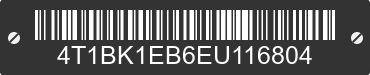 2014 TOYOTA Avalon 4T1BK1EB6EU116804 VIN decoded