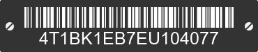 2014 TOYOTA Avalon 4T1BK1EB7EU104077 VIN decoded
