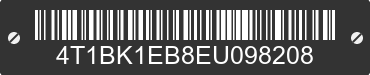 2014 TOYOTA Avalon 4T1BK1EB8EU098208 VIN decoded