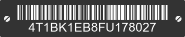 2015 TOYOTA Avalon 4T1BK1EB8FU178027 VIN decoded