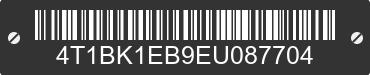 2014 TOYOTA Avalon 4T1BK1EB9EU087704 VIN decoded