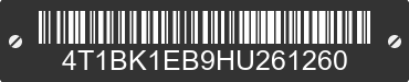 2017 TOYOTA Avalon 4T1BK1EB9HU261260 VIN decoded