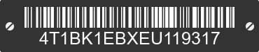 2014 TOYOTA Avalon 4T1BK1EBXEU119317 VIN decoded