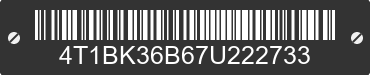 2007 TOYOTA Avalon 4T1BK36B67U222733 VIN decoded