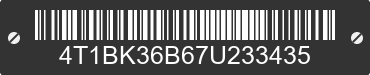 2007 TOYOTA Avalon 4T1BK36B67U233435 VIN decoded