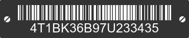 2007 TOYOTA Avalon 4T1BK36B97U233435 VIN decoded