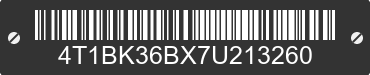 2007 TOYOTA Avalon 4T1BK36BX7U213260 VIN decoded