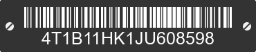 2018 TOYOTA Camry 4T1B11HK1JU608598 VIN decoded