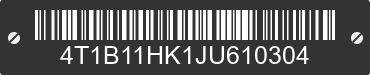 2018 TOYOTA Camry 4T1B11HK1JU610304 VIN decoded