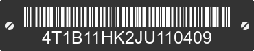 2018 TOYOTA Camry 4T1B11HK2JU110409 VIN decoded