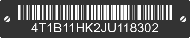 2018 TOYOTA Camry 4T1B11HK2JU118302 VIN decoded