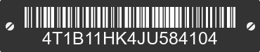2018 TOYOTA Camry 4T1B11HK4JU584104 VIN decoded