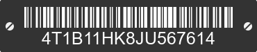 2018 TOYOTA Camry 4T1B11HK8JU567614 VIN decoded