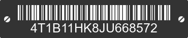 2018 TOYOTA Camry 4T1B11HK8JU668572 VIN decoded