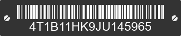 2018 TOYOTA Camry 4T1B11HK9JU145965 VIN decoded
