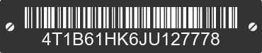 2018 TOYOTA Camry 4T1B61HK6JU127778 VIN decoded