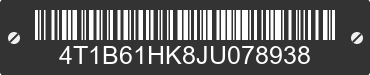 2018 TOYOTA Camry 4T1B61HK8JU078938 VIN decoded