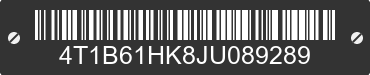 2018 TOYOTA Camry 4T1B61HK8JU089289 VIN decoded