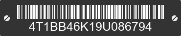 2009 TOYOTA Camry 4T1BB46K19U086794 VIN decoded