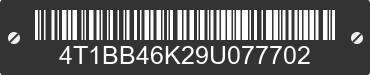 2009 TOYOTA Camry 4T1BB46K29U077702 VIN decoded