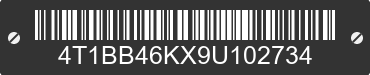 2009 TOYOTA Camry 4T1BB46KX9U102734 VIN decoded