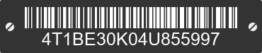 2004 TOYOTA Camry 4T1BE30K04U855997 VIN decoded