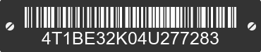 2004 TOYOTA Camry 4T1BE32K04U277283 VIN decoded