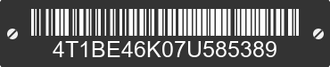 2007 TOYOTA Camry 4T1BE46K07U585389 VIN decoded