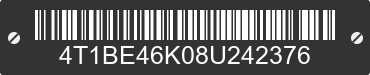 2008 TOYOTA Camry 4T1BE46K08U242376 VIN decoded