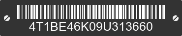 2009 TOYOTA Camry 4T1BE46K09U313660 VIN decoded