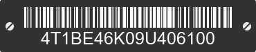 2009 TOYOTA Camry 4T1BE46K09U406100 VIN decoded