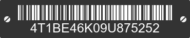 2009 TOYOTA Camry 4T1BE46K09U875252 VIN decoded