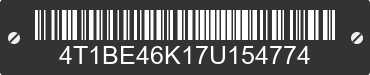 2007 TOYOTA Camry 4T1BE46K17U154774 VIN decoded