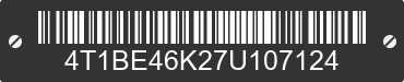 2007 TOYOTA Camry 4T1BE46K27U107124 VIN decoded