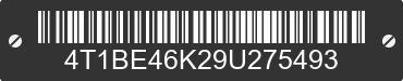 2009 TOYOTA Camry 4T1BE46K29U275493 VIN decoded