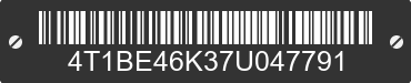 2007 TOYOTA Camry 4T1BE46K37U047791 VIN decoded