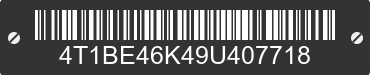 2009 TOYOTA Camry 4T1BE46K49U407718 VIN decoded