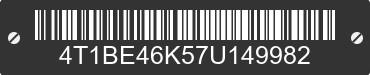 2007 TOYOTA Camry 4T1BE46K57U149982 VIN decoded