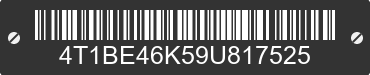 2009 TOYOTA Camry 4T1BE46K59U817525 VIN decoded