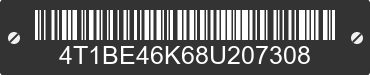 2008 TOYOTA Camry 4T1BE46K68U207308 VIN decoded